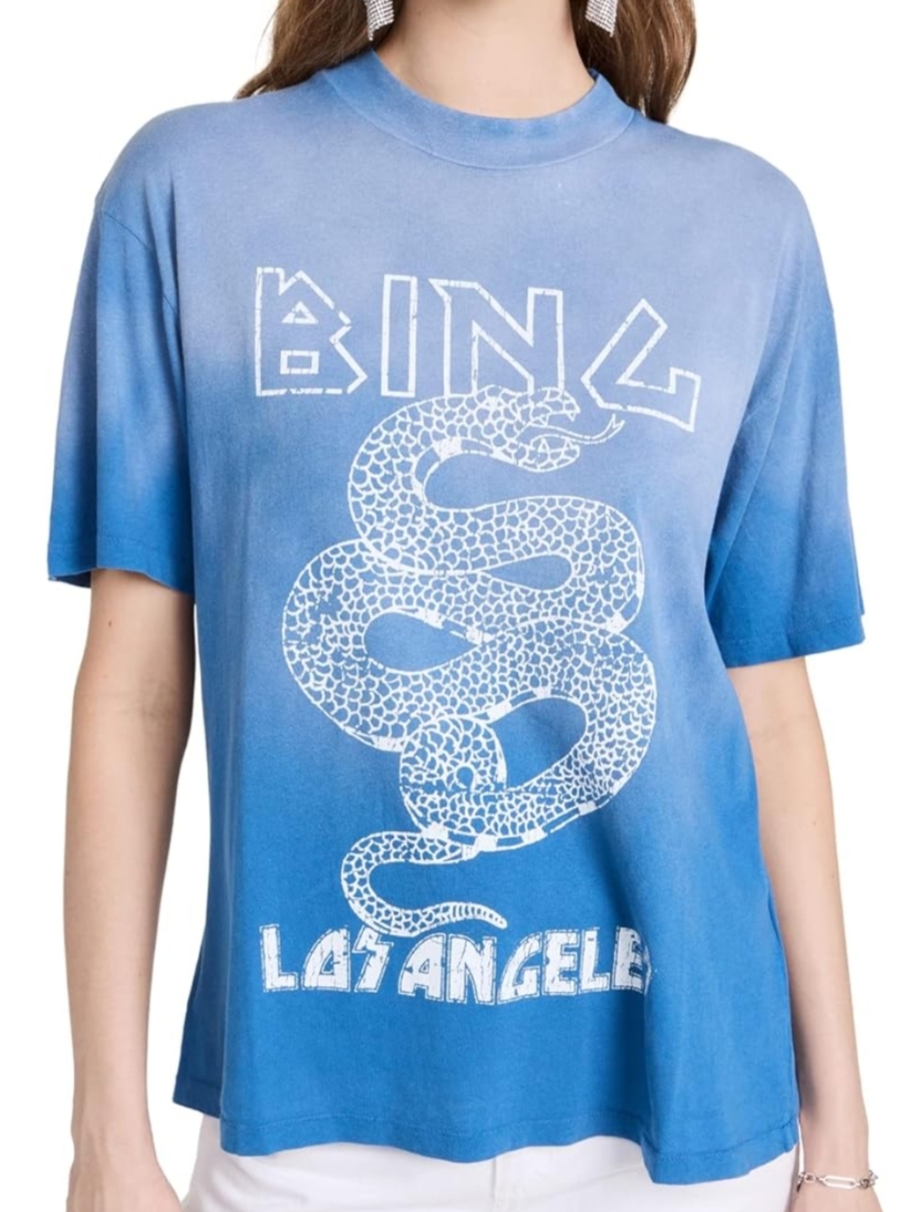 Anine Bing Ashton Snake Tee in Washed Electric Blue - Sold Out